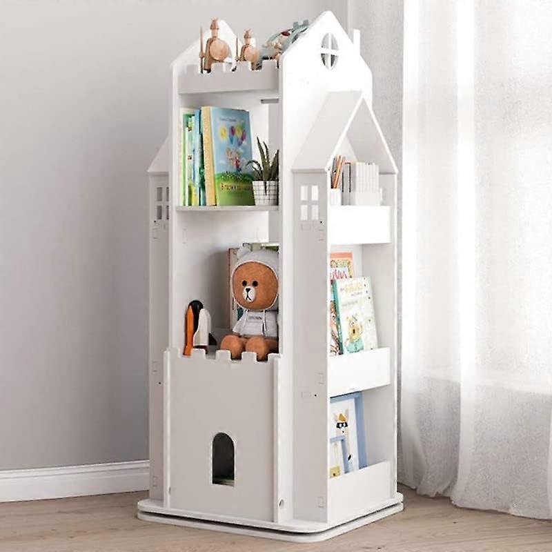 Bookcase 360° Rotating Eco Friendly Wooden Storage Shelf White