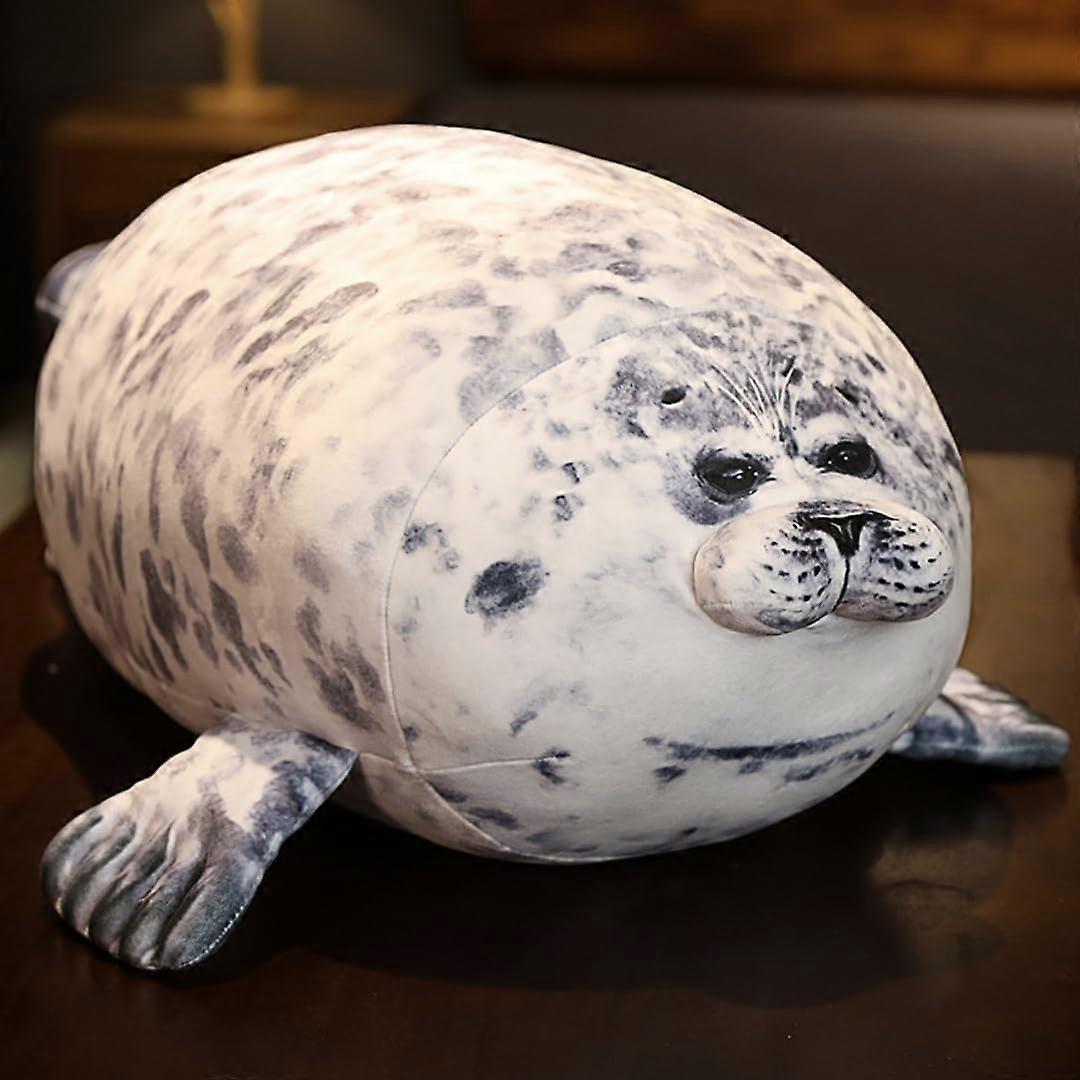 Plush Seal Pillow with Realistic Seal Design Soft Stuffed Animal Toy Cushion Blue
