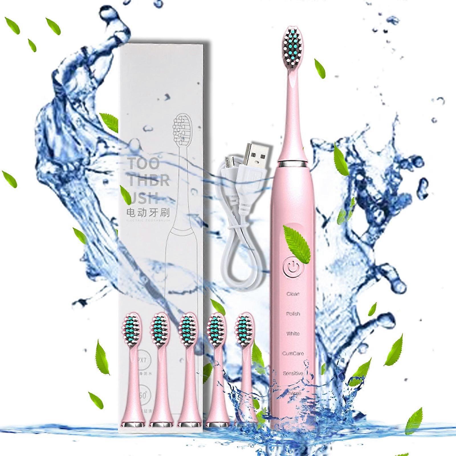 WICVIK Electric Toothbrush with 6 Brush Heads for Adults and Kids, One Charge for 180 Days, 5 Modes with Build in Smart Timer, IPX7 Waterproof