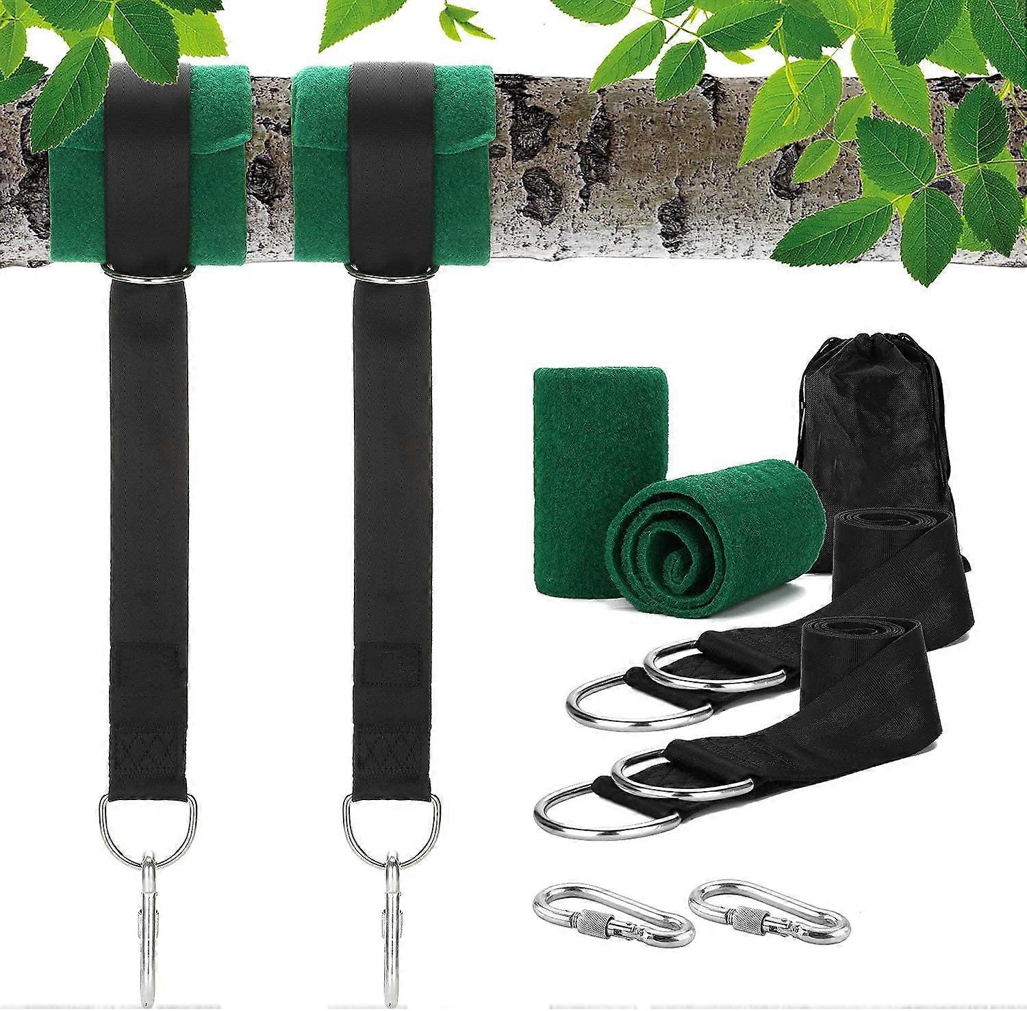 Tree Swing Straps Kit 300KG Capacity, 2M Ultra Strong Hanging Straps with Snap Carabiner Hooks and Tree Protection Pads