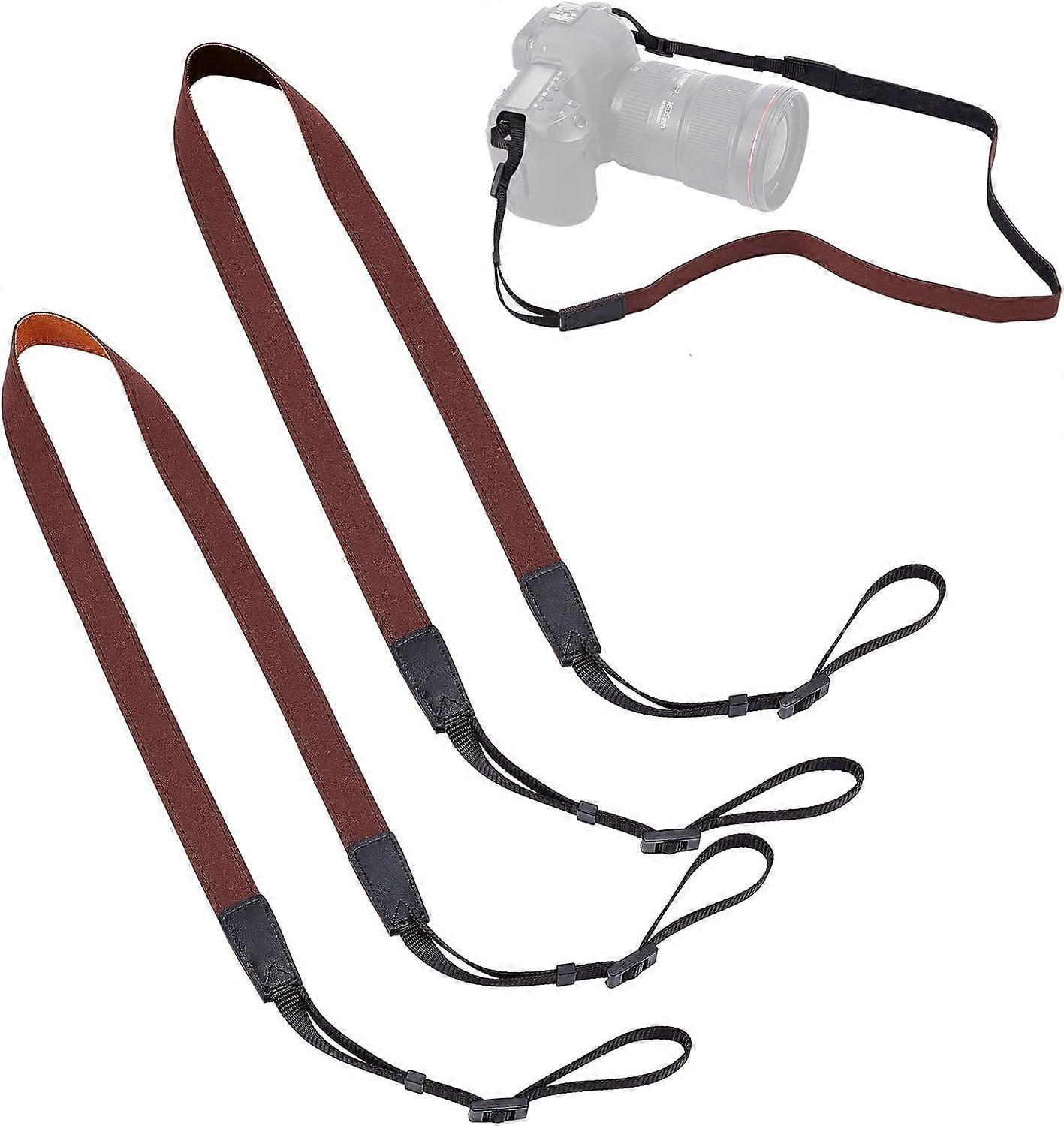 2 Colors Camera Strap Camera Neck Strap Adjustable Universal Cloth Polyester Flat Camera Shoulder Strap Lightweight Woven Camera Strap for All DSLR Ca