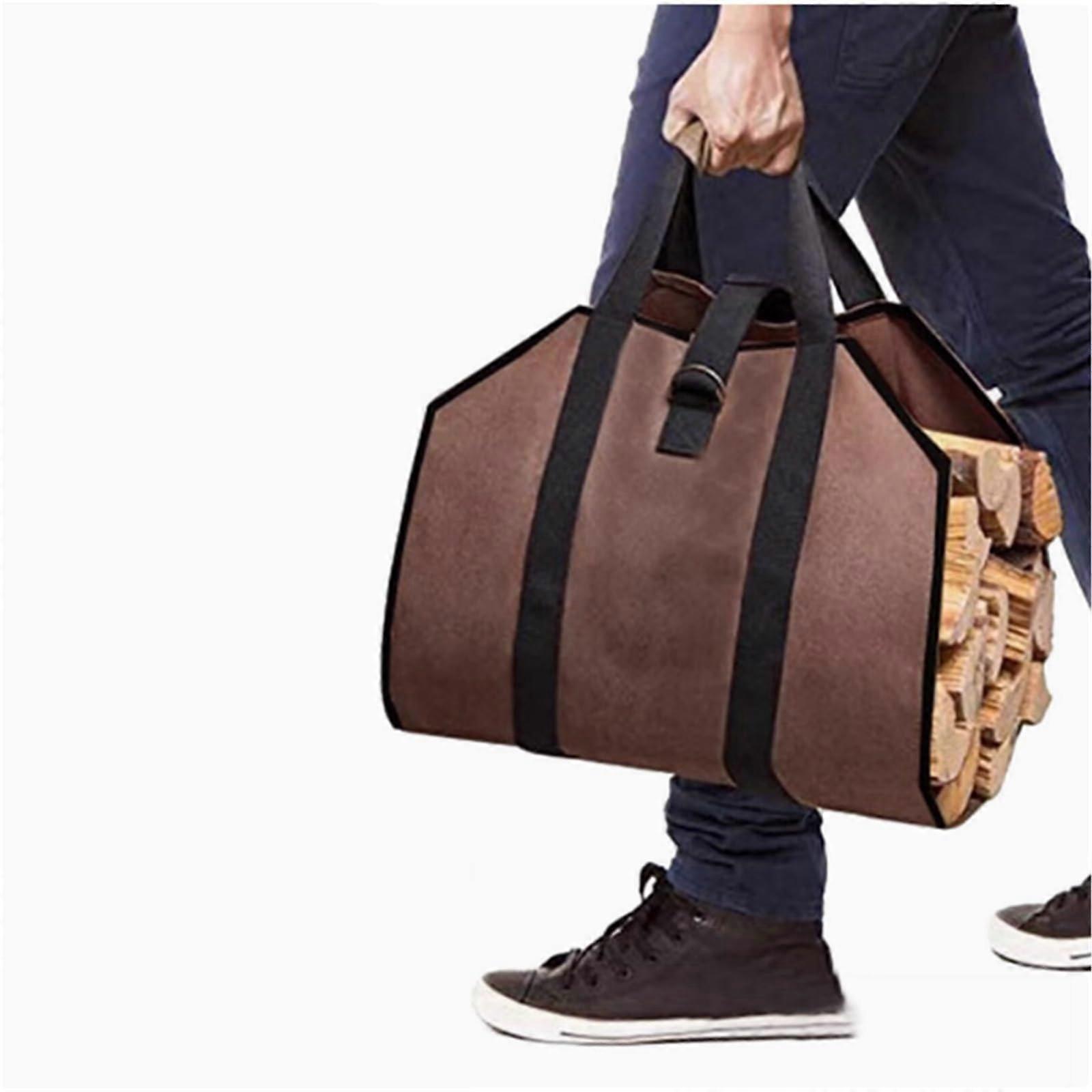 Firewood Carrier Heavy Duty Waterproof Canvas Tote with Handles Large Capacity for Camping