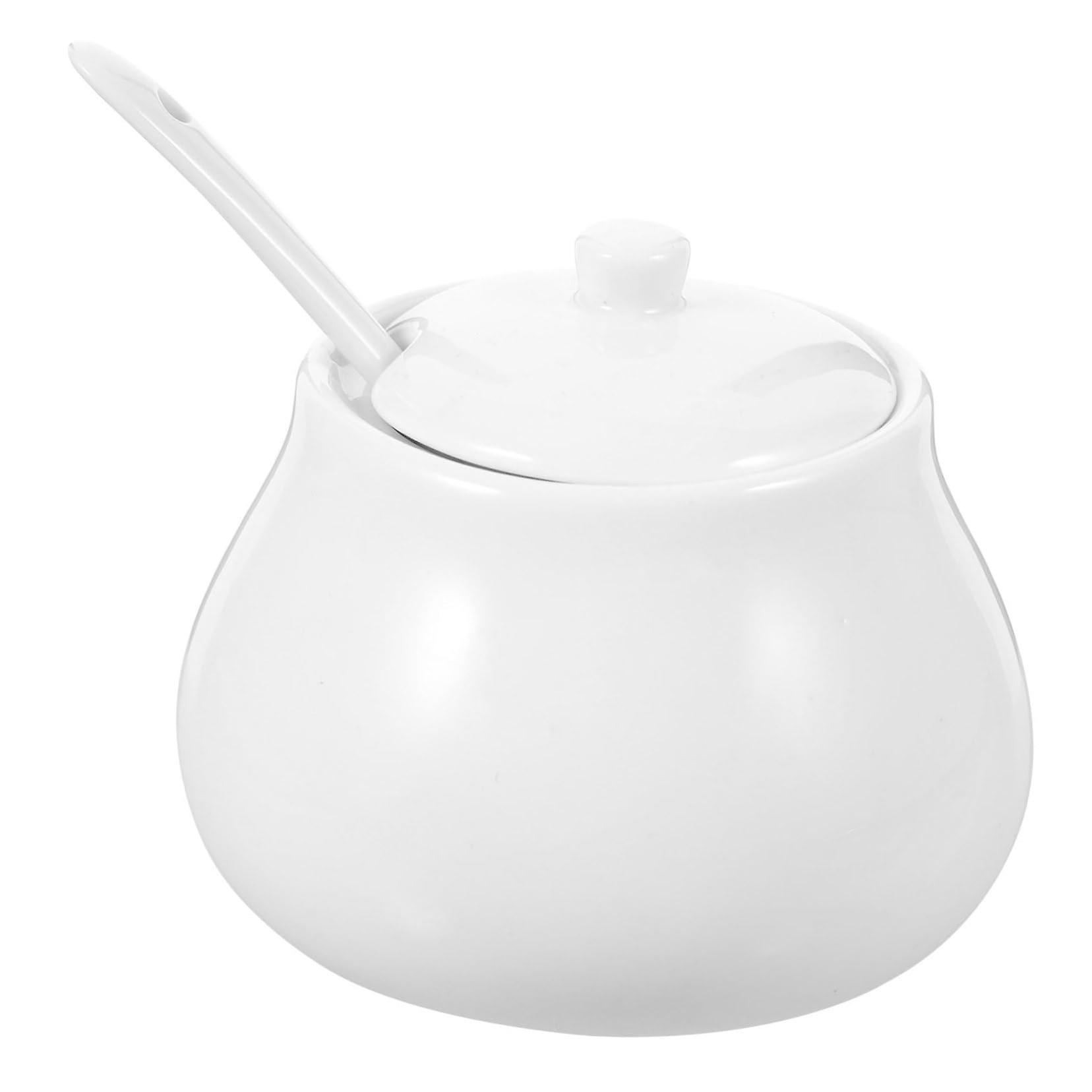 Ceramic Sugar Jar and Milk Container with Lid for Kitchen Coffee Candy Storage Easy Clean Design