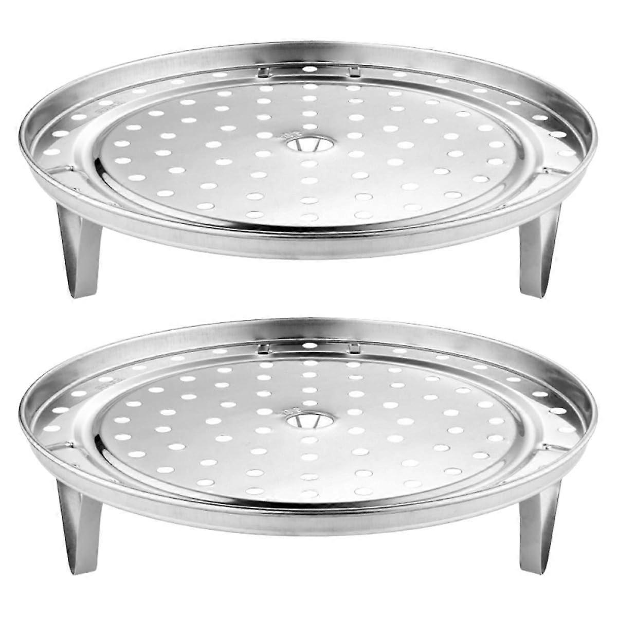2Pcs Stainless Steel Steamer Rack Set Stackable Design for Cooking Fish Vegetables Crab Kitchen