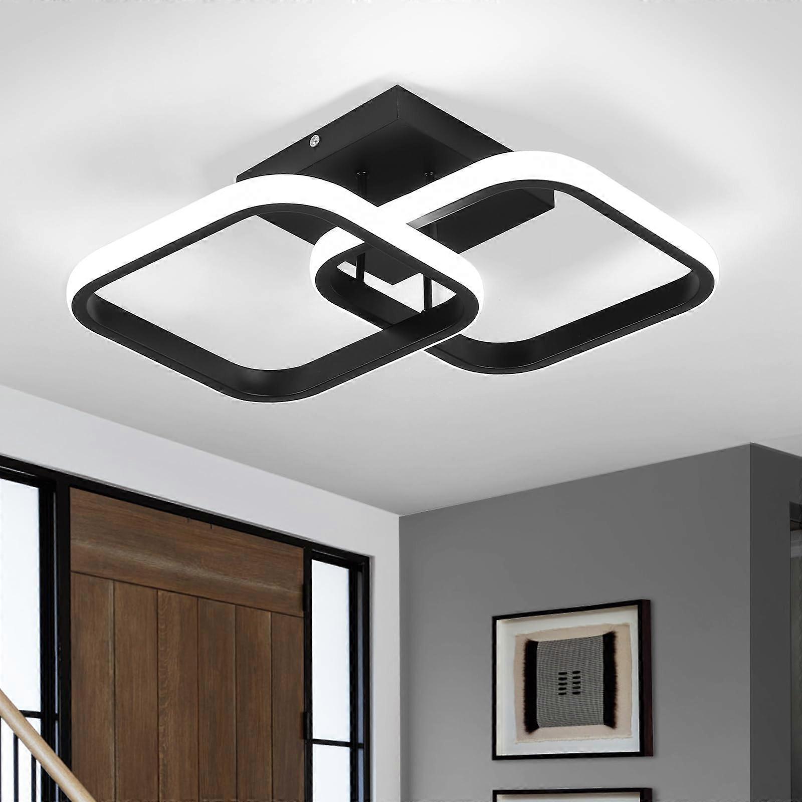 LED Square Modern Ceiling Light Fixture Flush Mount 22W Cool White 110V for Bedroom Kitchen Black