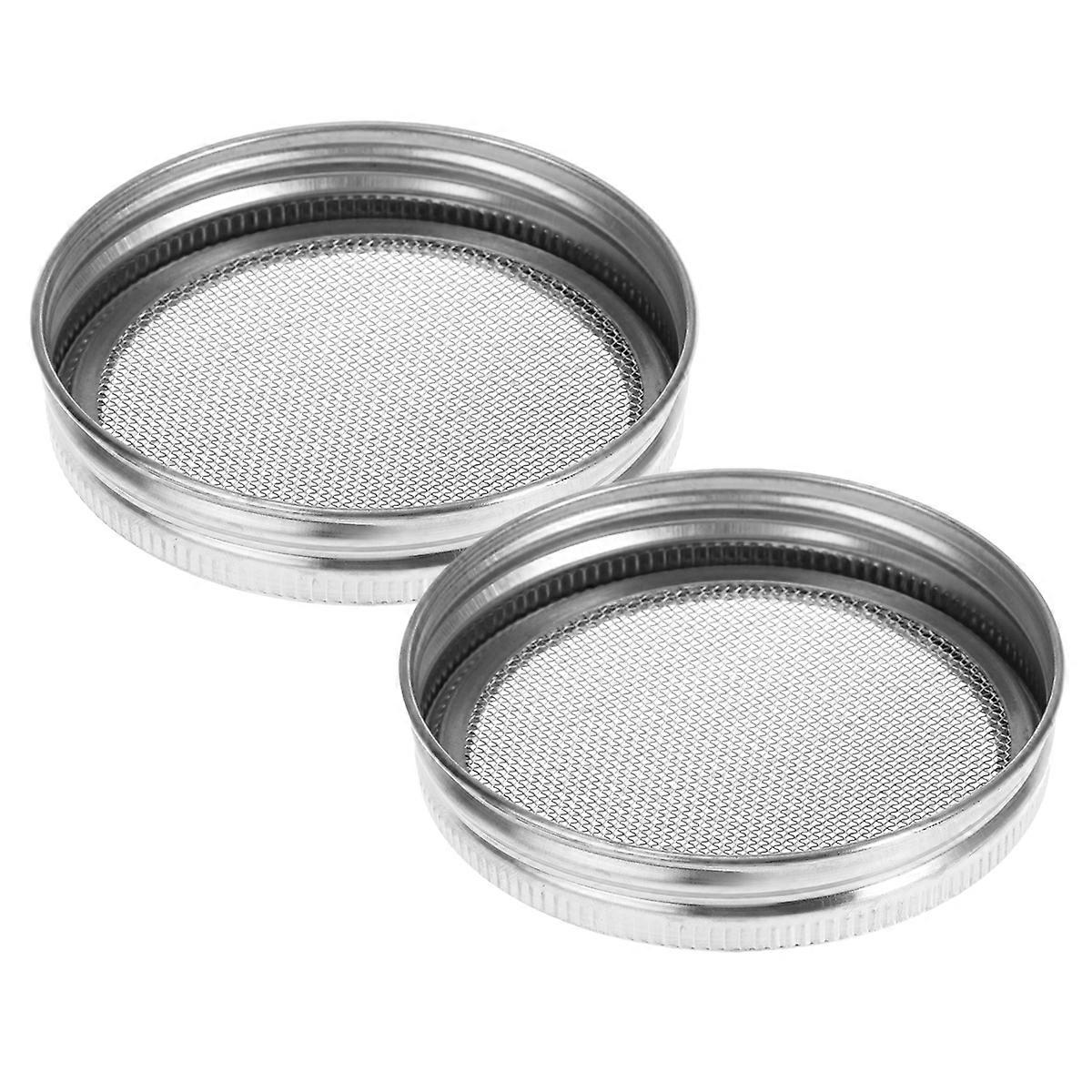 2 Pack Stainless Steel Sprouting Lids for Mason Jars Easy Clean Removable Mesh for Seed Sprouting Silver