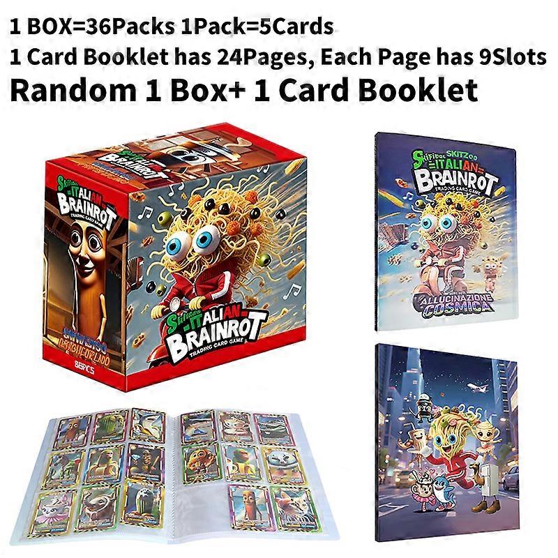 Italian Brainrot Card Booklet Portable Portable Notebook Collection Booklet TungTung Laser Trading Cards Boxes Set Xmas Gift