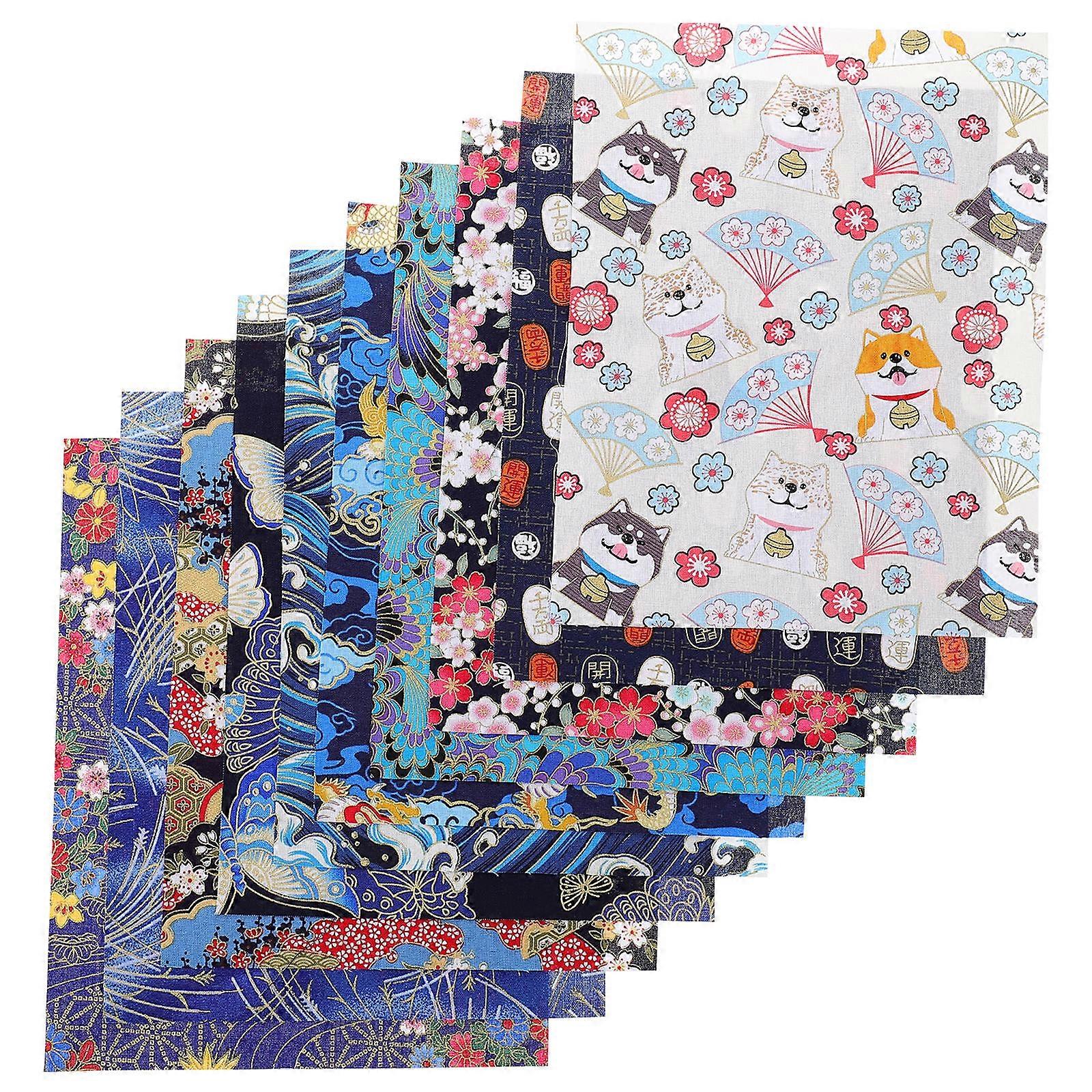 Blue Cotton Fabrics Sheets DIY Patchwork Fabric for Home Sewing 10Pcs