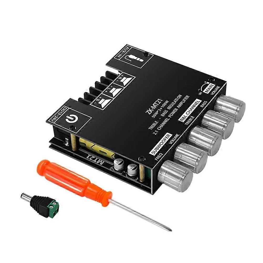 Audio Amplifier Board Bluetooth 50Wx2100W 2.1 Channel With Treble and Bass Control For DIY Speakers Home Theater