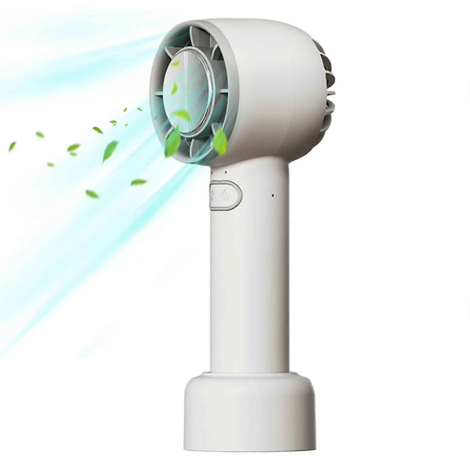 Portable Handheld Fan with Semiconductor Cooling, USB Rechargeable, 3Speed Silent Desk Use White
