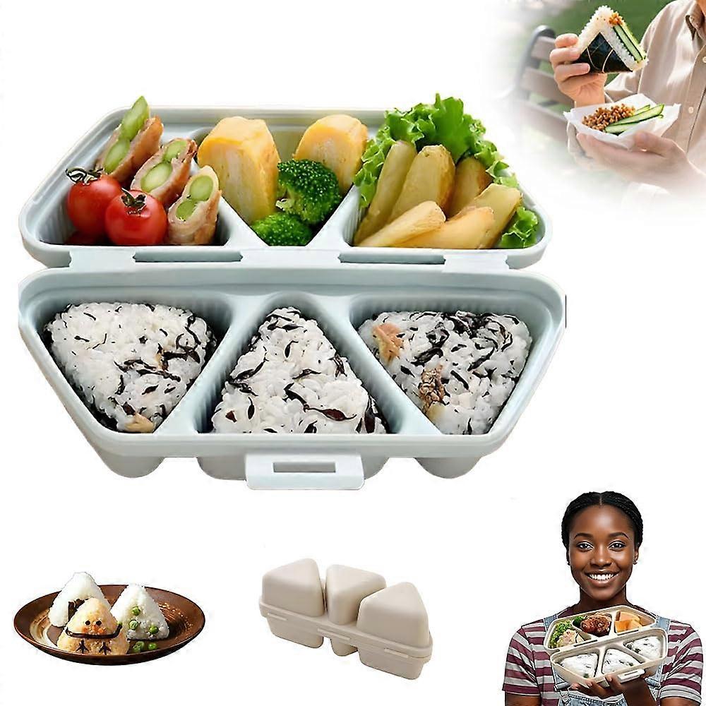 6 Cavity Triangle Onigiri Mold Set, Nonstick Sushi Rice Ball Maker for Bento, Dishwasher Safe (Blue)