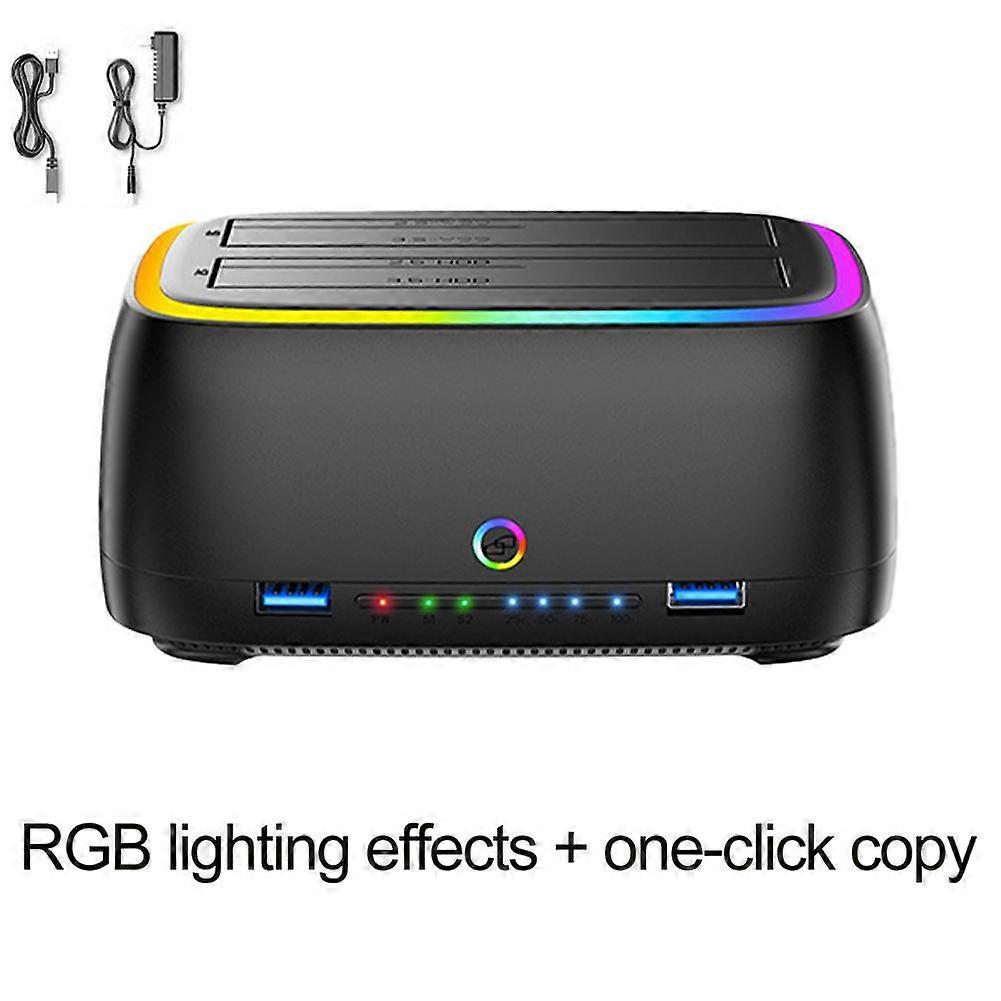 7 IN 1 Dual-bay Hard Drive Station USB3.0 5Gbps SATA HDD Docking Station For 2.5/3.5" HDD/SSD Offline Clone Enclosure TF/SD Card