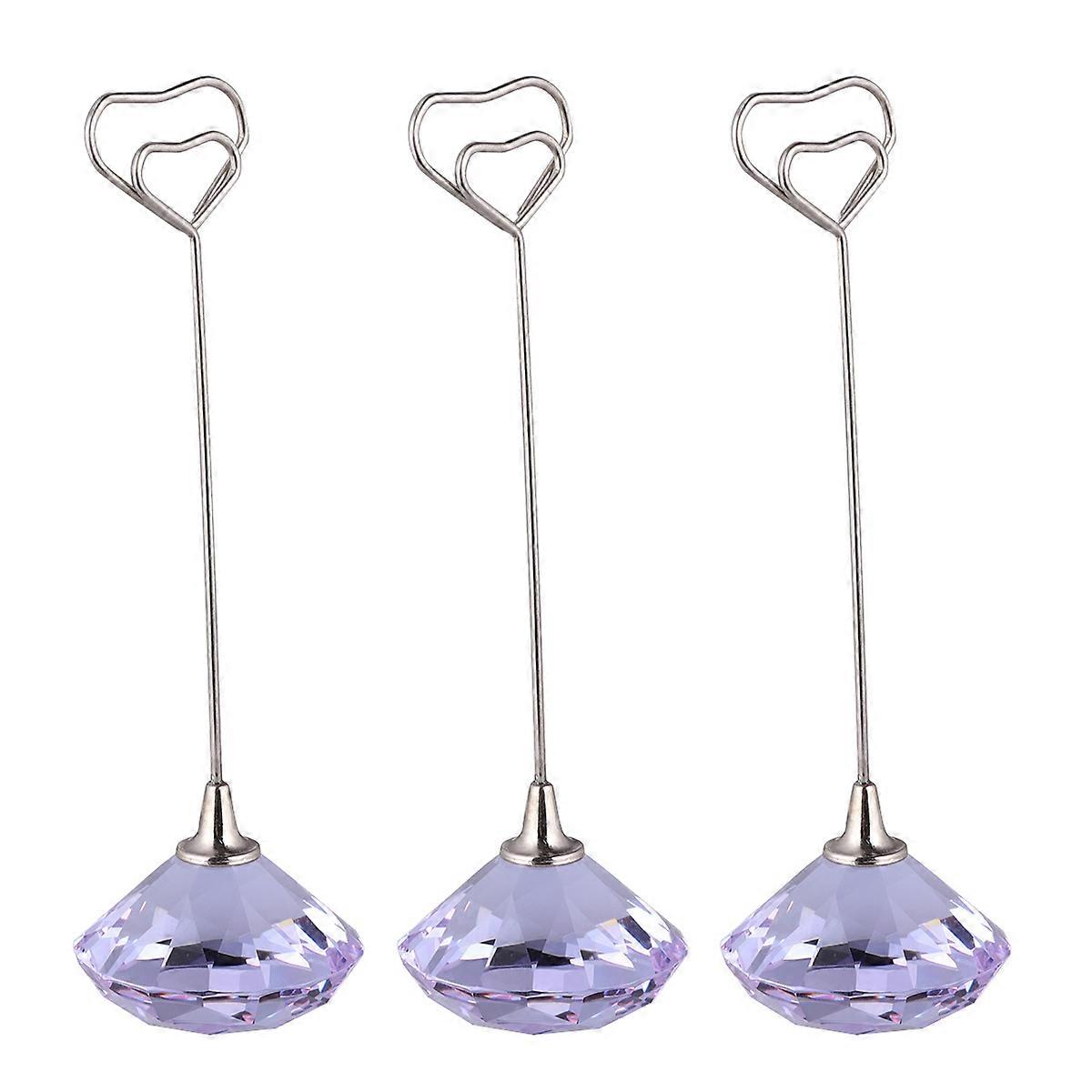 Heart-Shaped Note Holders with Crystal Base for Home Decor Party Purple Made of Crystal and
