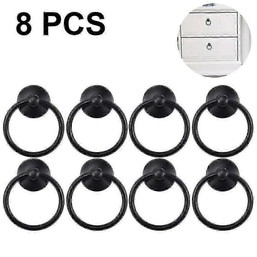 8pcs Vintage Cabinet Ring Knobs Round Antique Drawer Pulls Handle