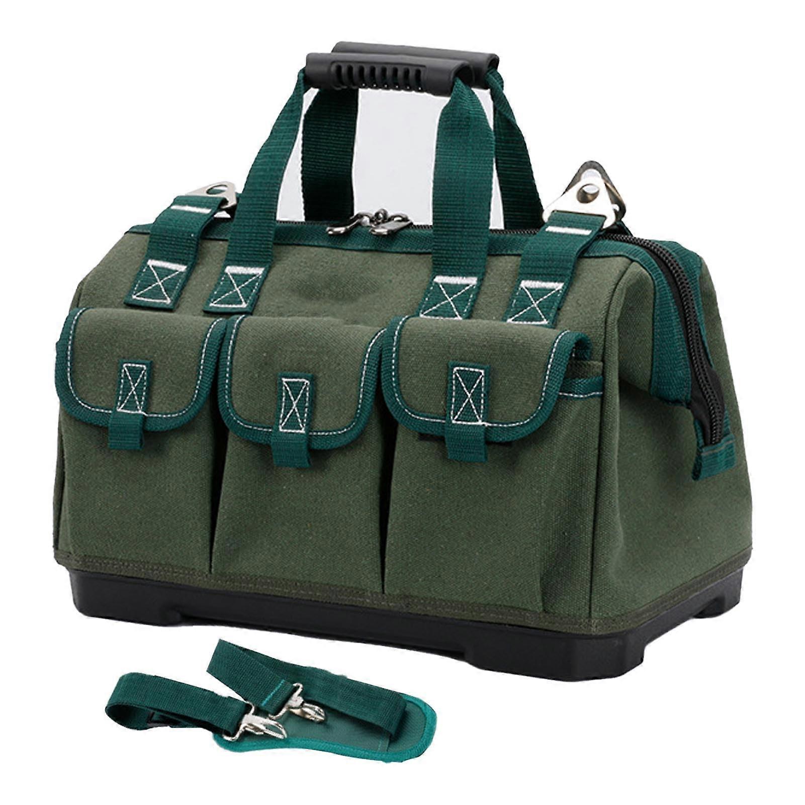 Large Capacity Canvas Tool Bag with Multiple Pockets and Adjustable Strap for Electricians and DIY