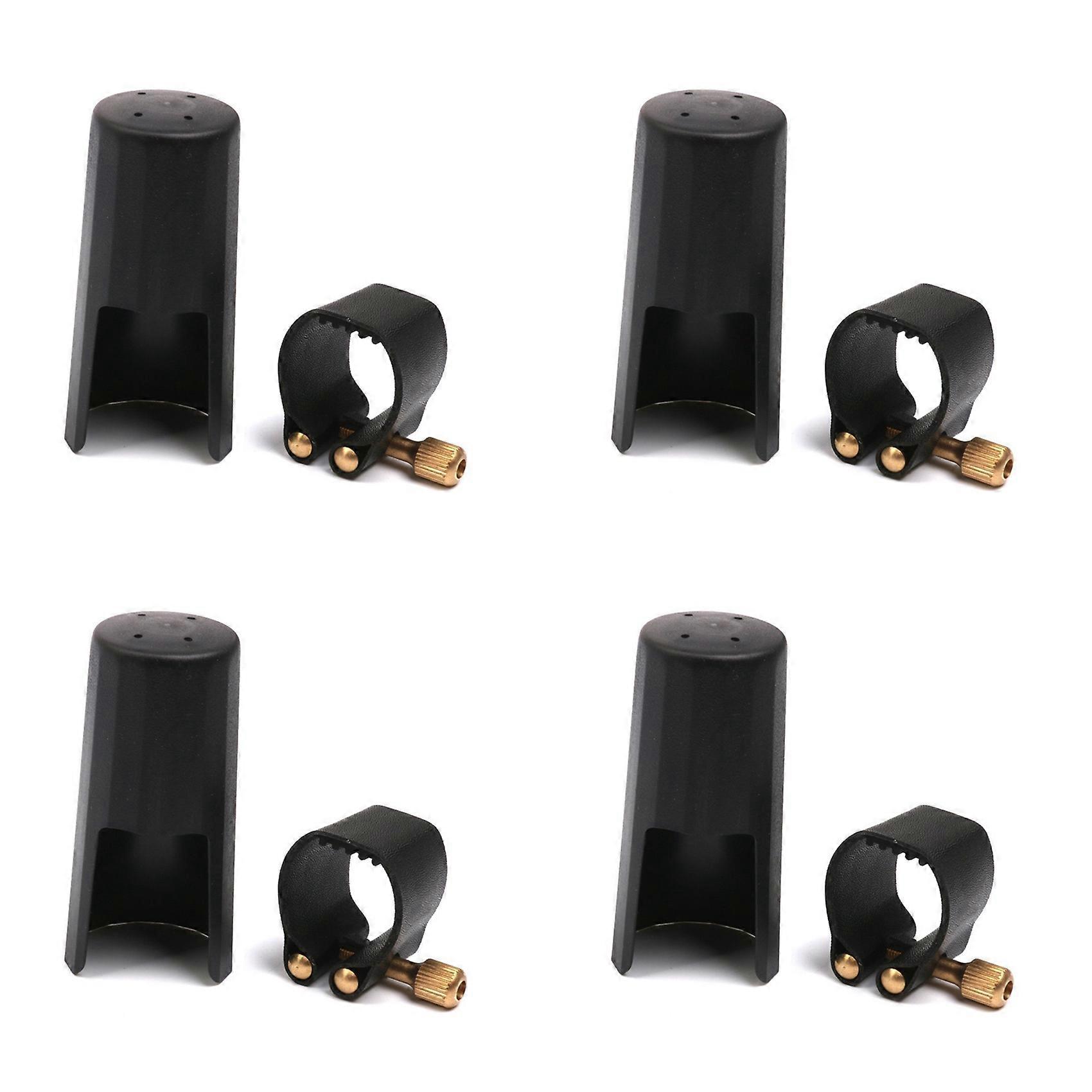 4X Plastic Clarinets Nozzle Cap with PU Ligature Black