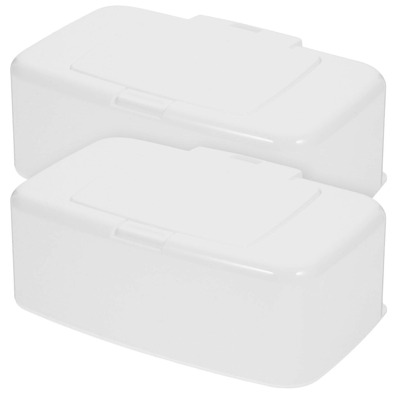 Wipe Holder Tissue Box for Storage 2Pcs White PP Dispenser