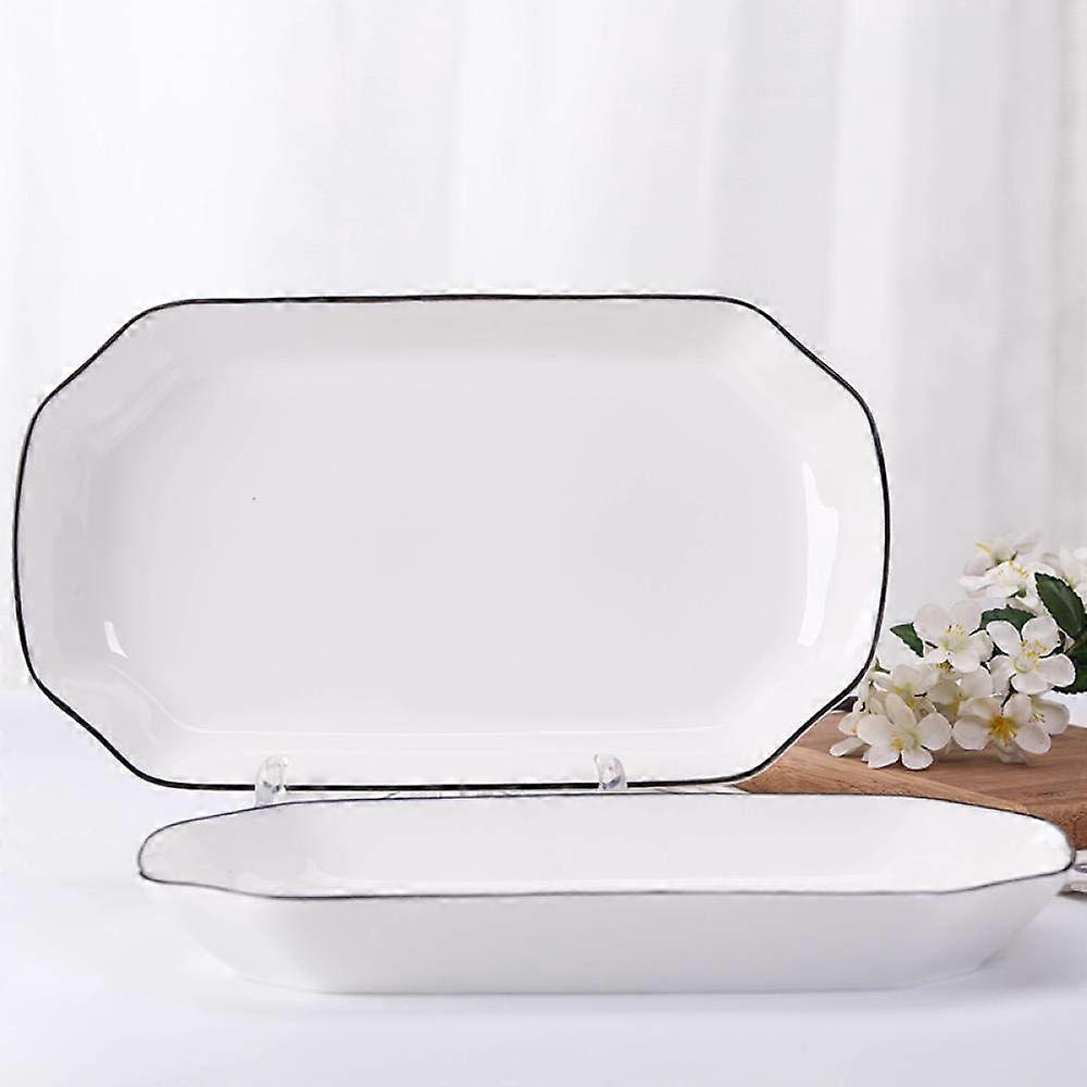 Ceramic Serving Dish Set, Rectangular Nordic Style Porcelain Plates, 27cm and 30cm Heat Resistant