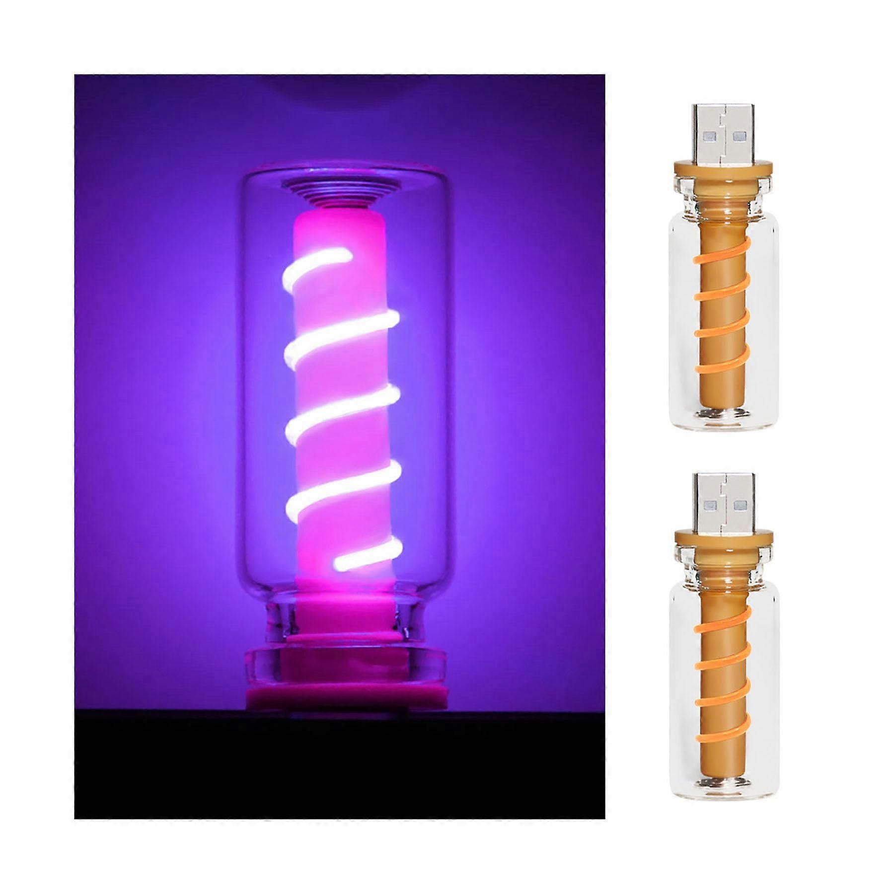 Car USB LED Light with Touch Control, Dimmable Retro Glass Shell, Purple Interior Atmosphere Lamp