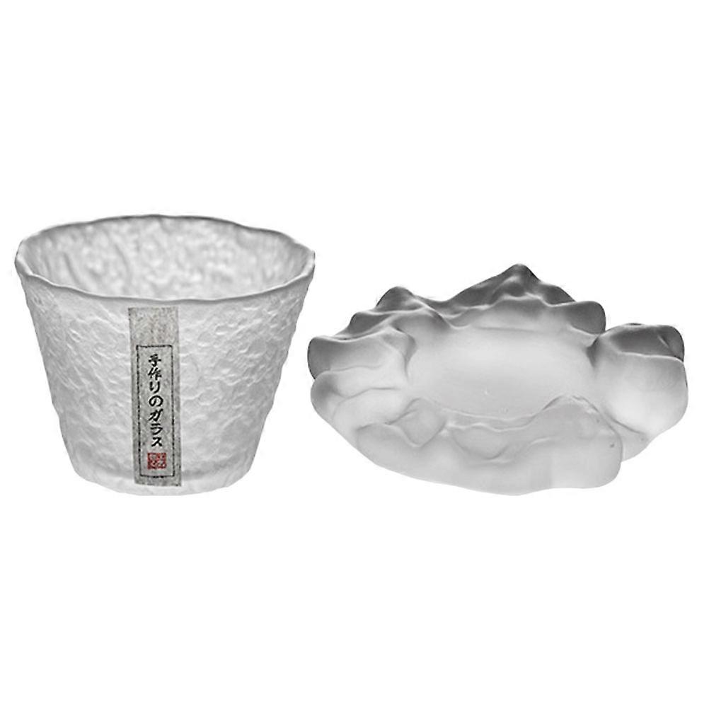 Light Grey Glass Tea Cup Set with Coaster HighTemperature Design for Storage Use