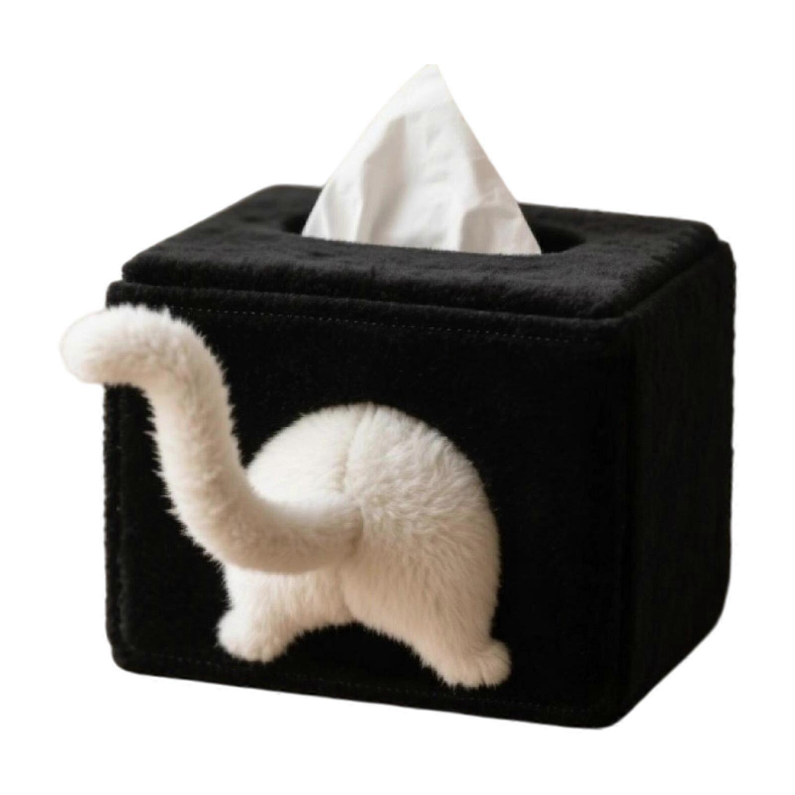 Practical Fleece Fabric Storage Box For Tissues And Small Items Featuring Cats Designs Multicolor