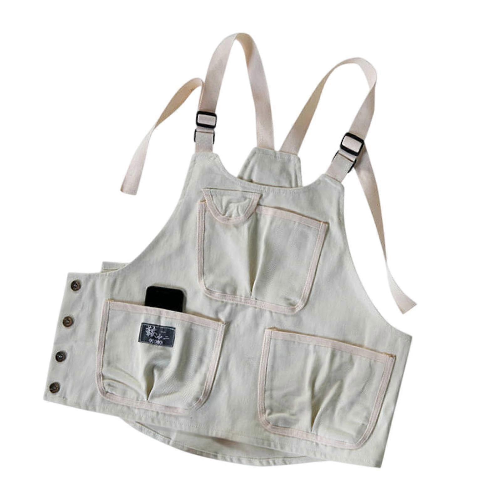 Waterproof BBQ Apron Denim Work Apron with Adjustable Shoulder Strap and Multiple Pockets