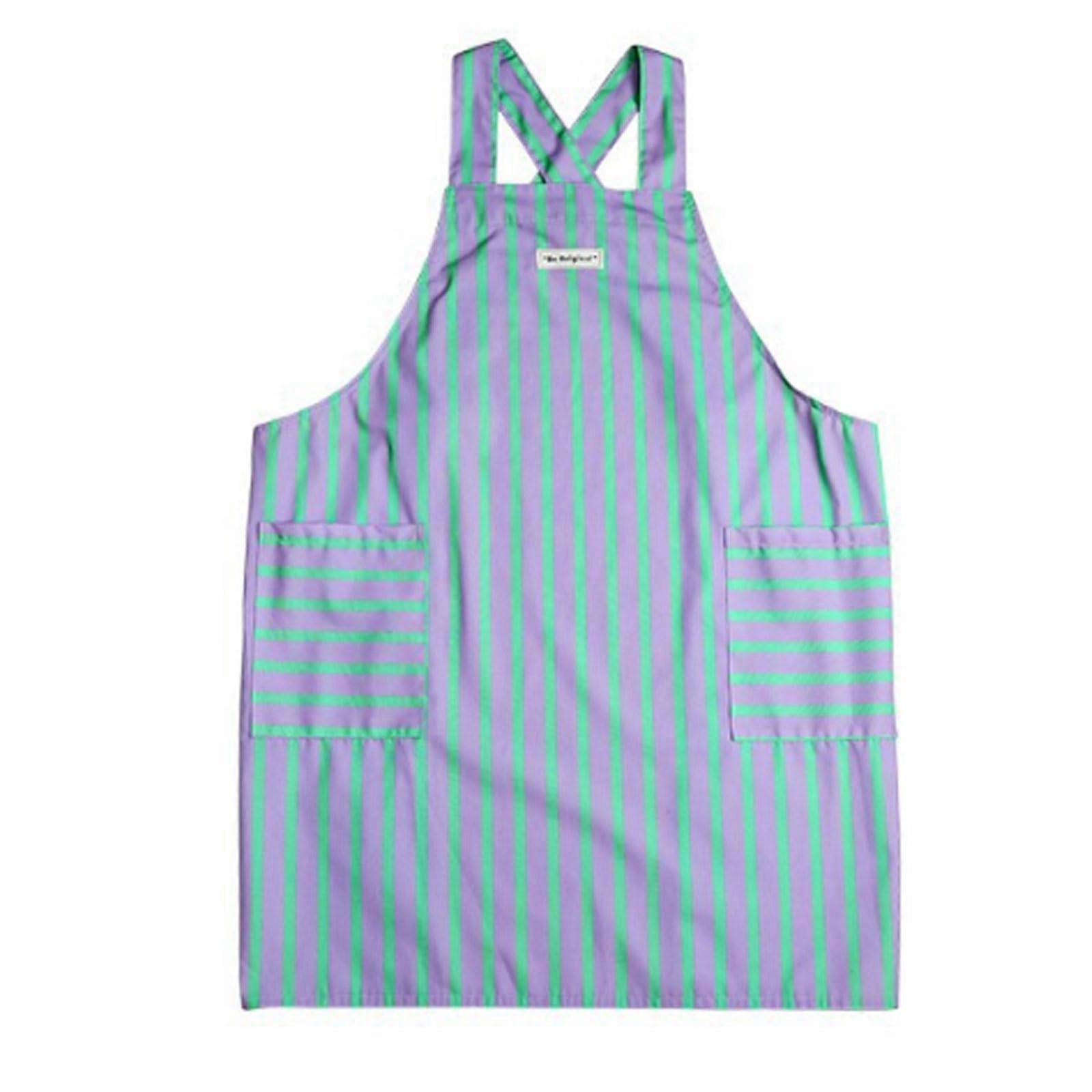 Unisex Baking Apron with Pockets, Polyester Cotton Kitchen Apron, Adjustable Full Coverage, Green Purple