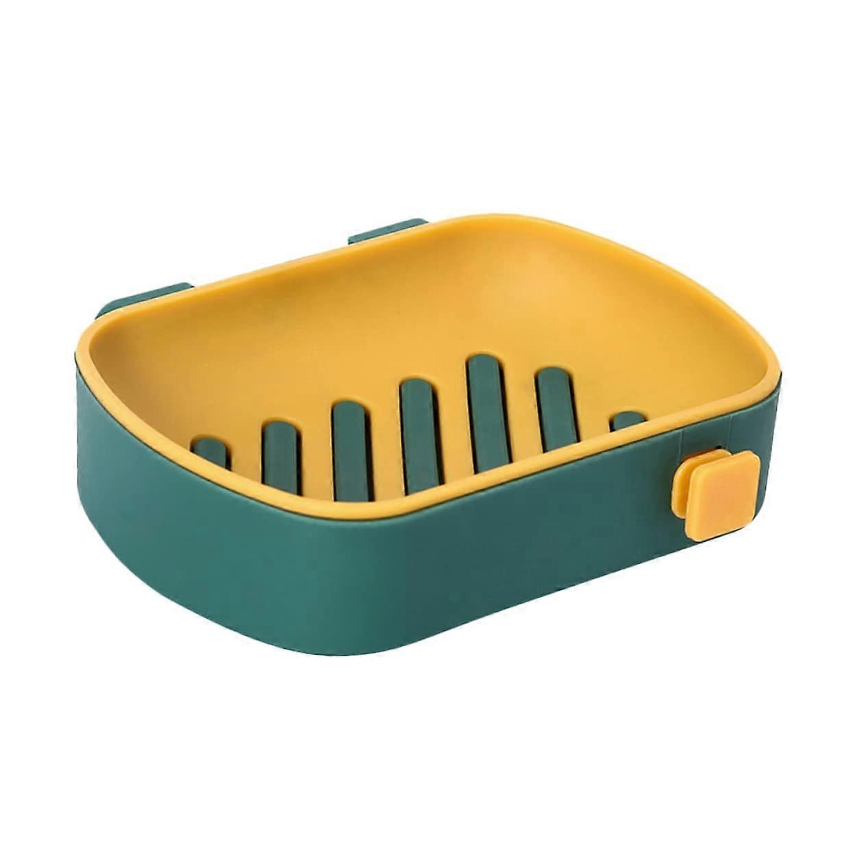 Wall Mounted Soap Dish with Double Layer Drainage for Bathroom SpaceSaving Yellow Holder