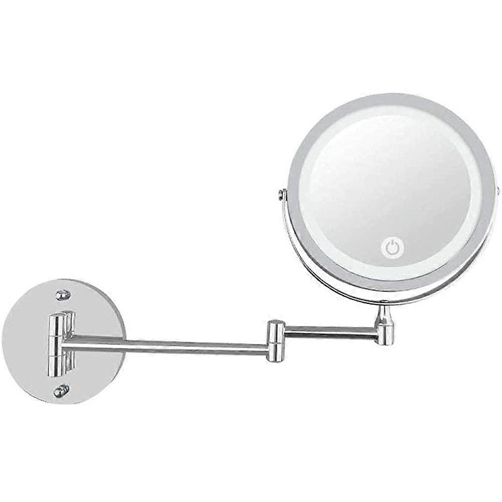 Wall Mounted Lighted Vanity Mirror with 10X Magnification, Dimmable Touch Control, AntiFog