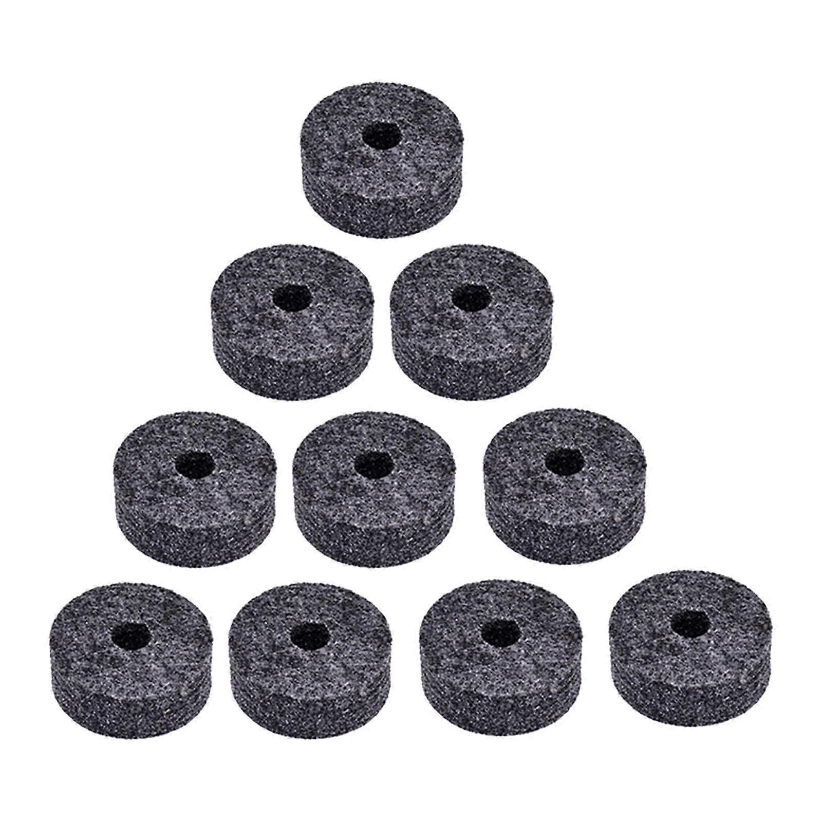 Gray Cymbal Felt Pads for Drum Set, 10 Pack Replacement Washers, Protects Surface, Fits Most Stands