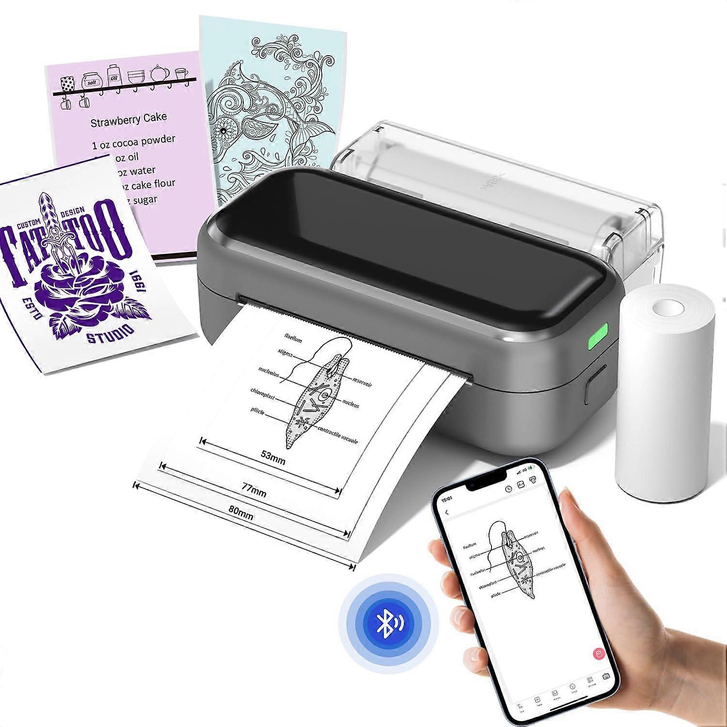 M03 Portable Thermal Printer for Notes Labels and Tattoo Stencils, 23 Inch Inkless Printing