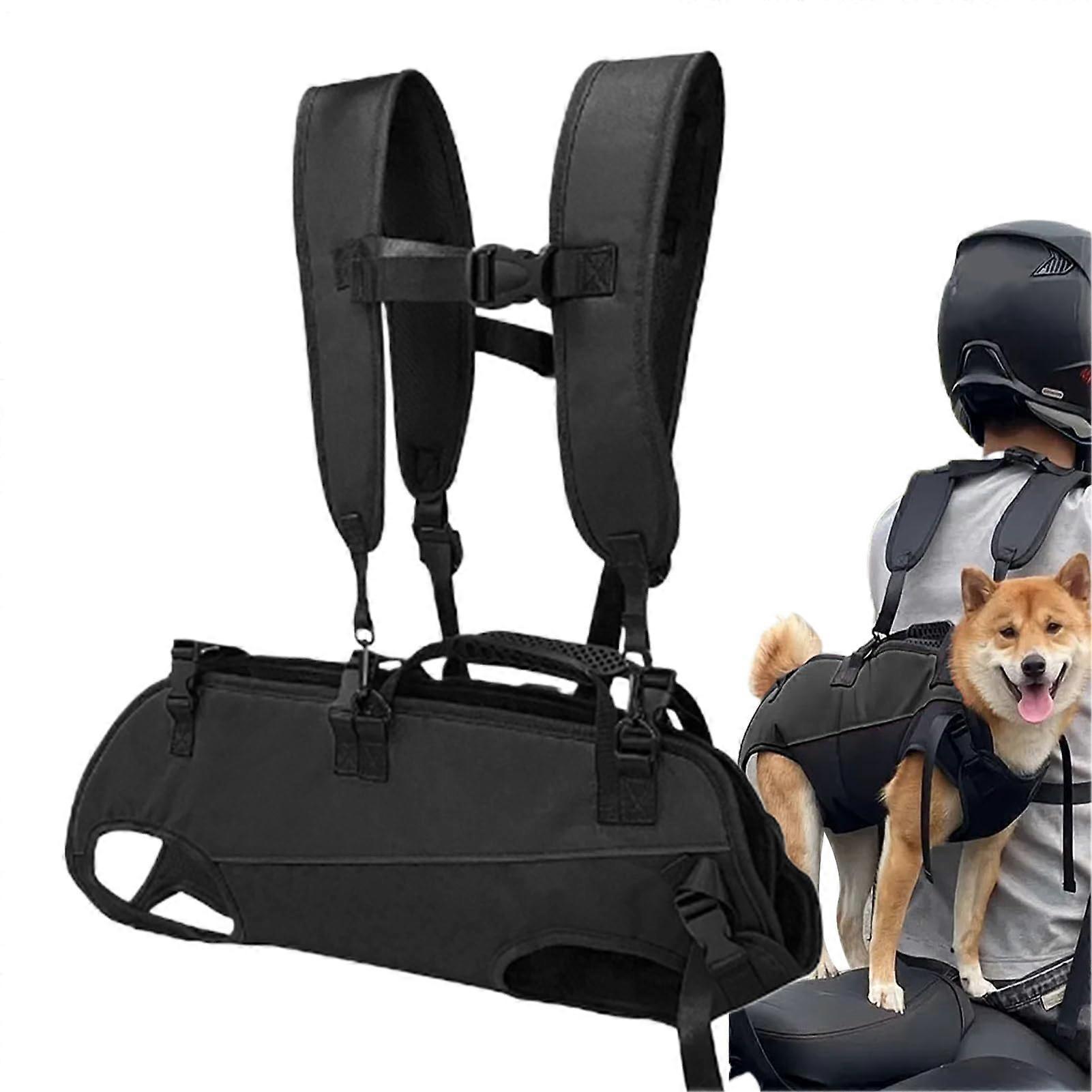 Adjustable Dog Carrier Backpack for Hiking with Breathable Mesh and Shockproof Base Black M