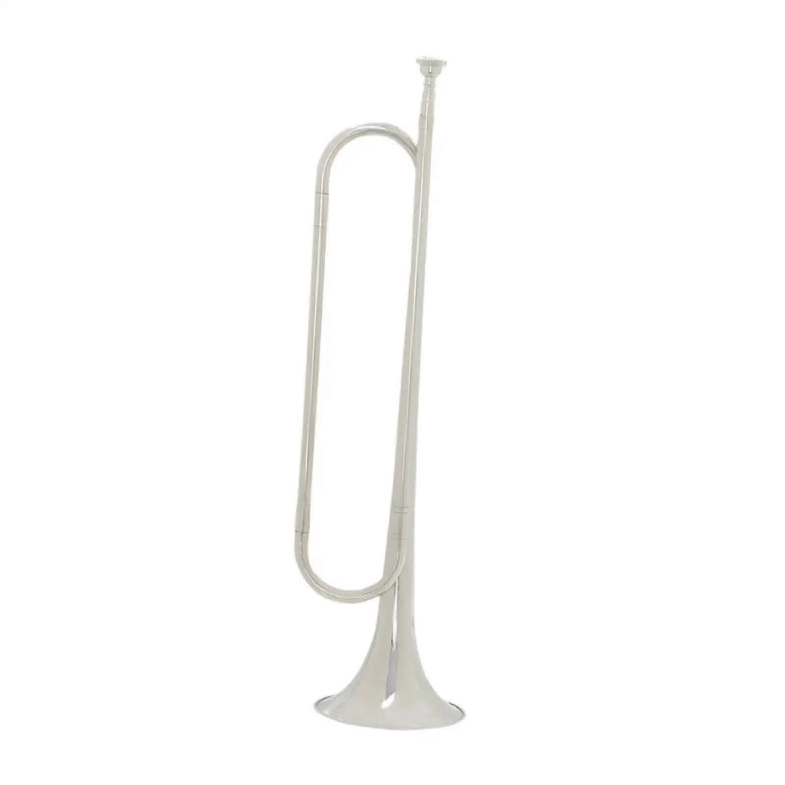 B Flat Silver Bugle Trumpet Brass Cavalry Horn for Beginner Band and Stage Performance