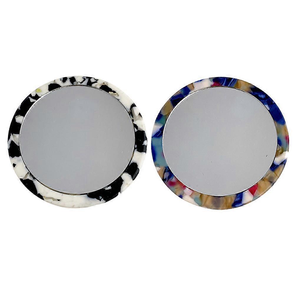 Makeup Mirror Portable Small Rounded Cosmetics Mirror for Makeup 2Pcs
