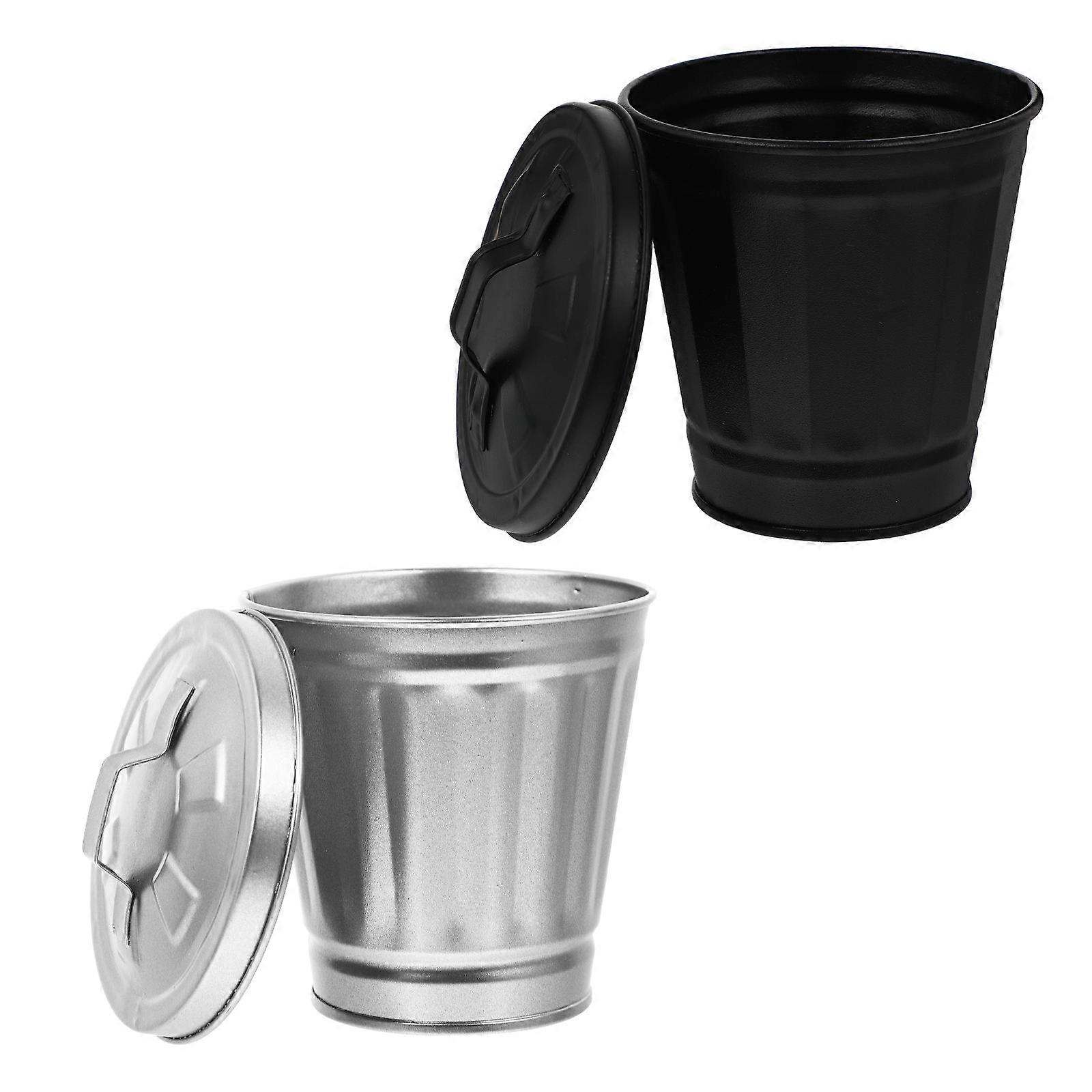 Desktop Garbage Bin Mini Waste Container with Cover for Storage Use 4Pcs