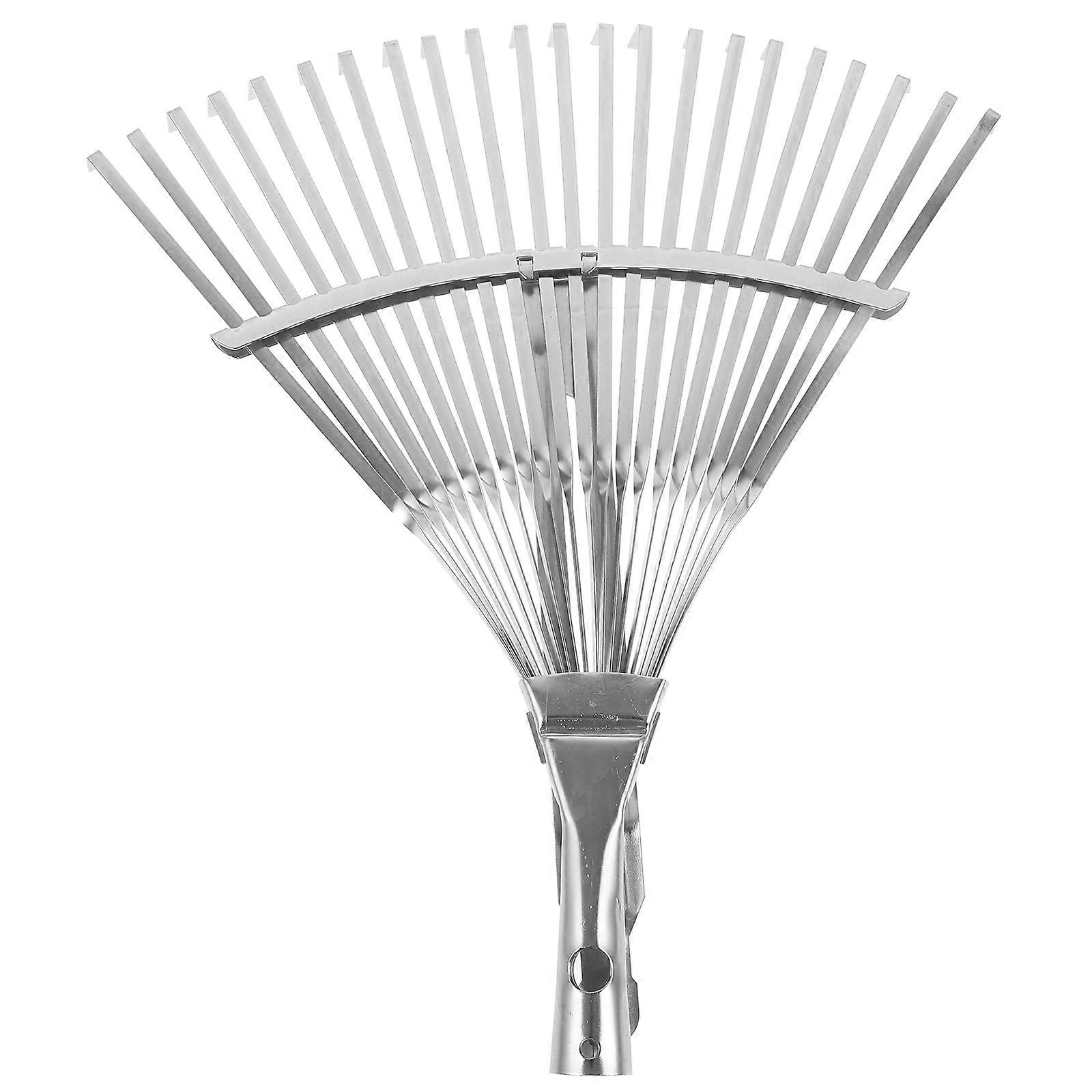 Silver Metal Garden Rake Leaf Rake for Soil Spreading Gardening Use