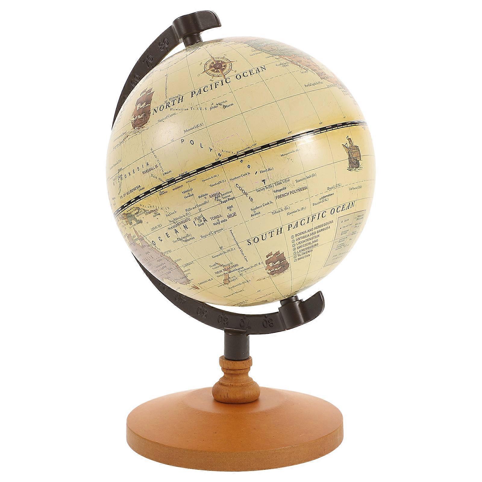 Brown Retro Globe Ornament Desktop Globe for Office 1Pcs