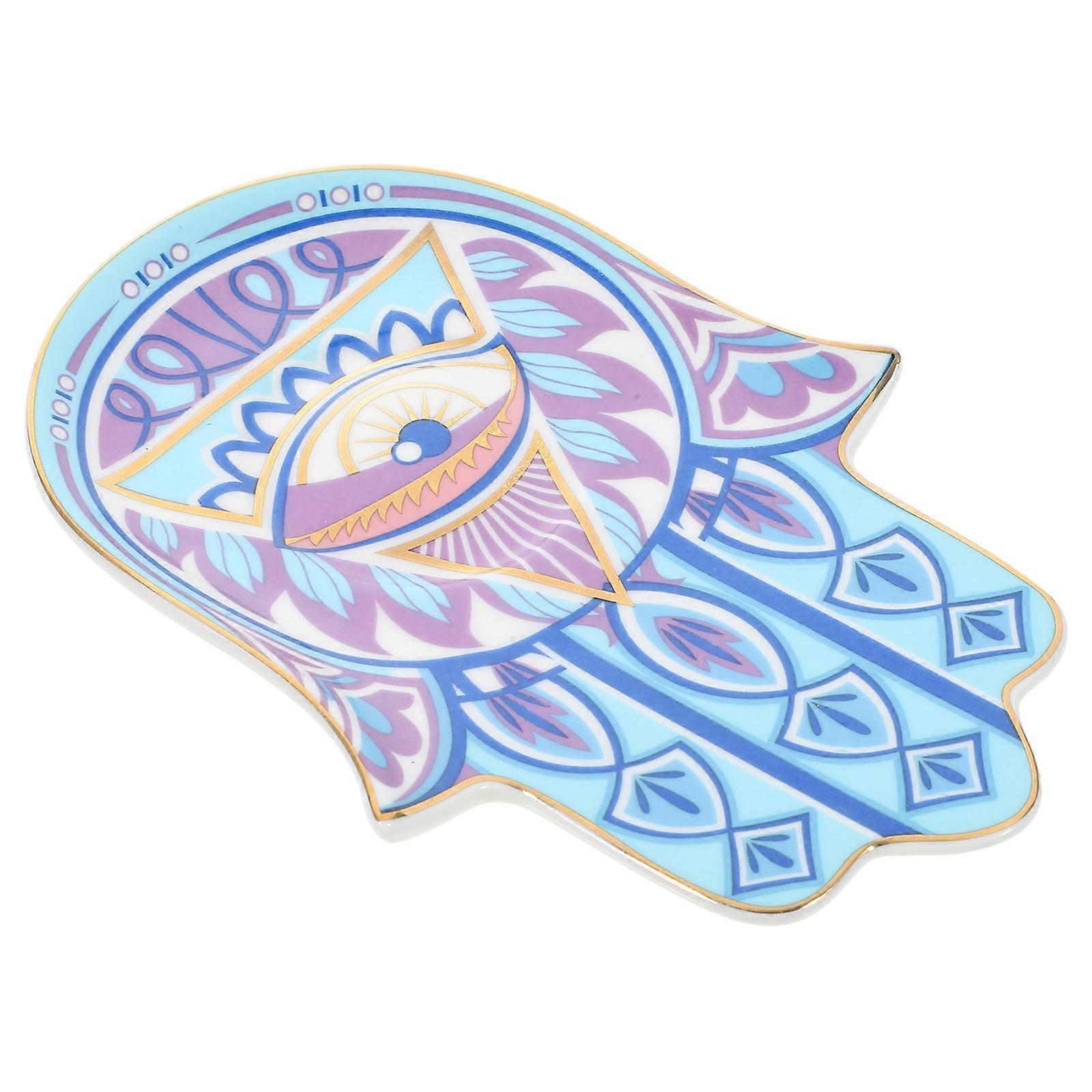 Trinket Dishes Ceramic Evil Eye Decorative Ring Holder Dish for Storage 4Pcs