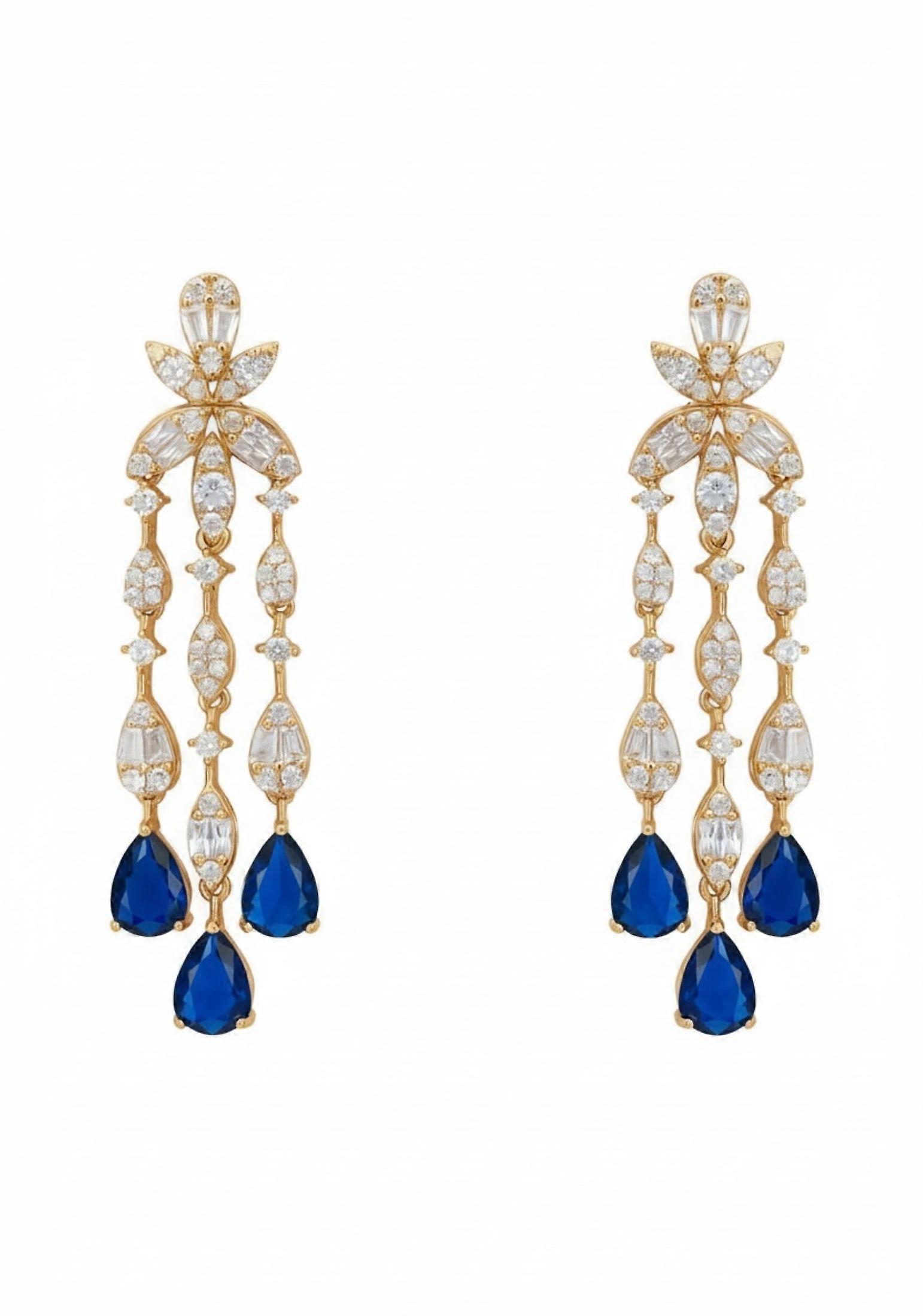 Duchess Sapphire Drop Earrings Gold