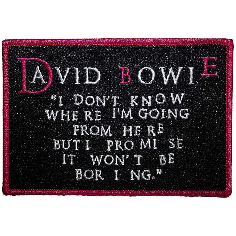 David Bowie I Dont Know Where I'm Going Woven Patch