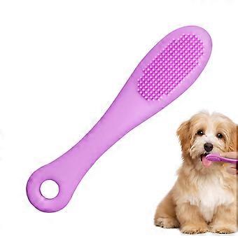 Dog Finger Toothbrush Soft Food Grade Silicone for Pets Cats Puppy Teeth Cleaning Purple 1 Pack