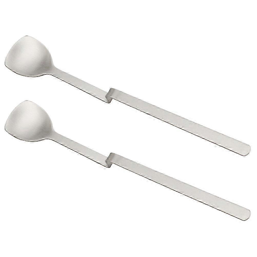 2Pcs Cool Multi function Cold Drink Novelty Curved Handle Dessert Spoons
