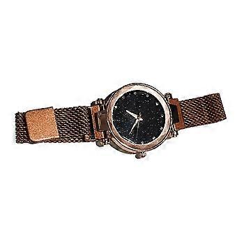 Luxe dameshorloge met sterrenhemelmotief, modieus dameshorloge met diamanten.