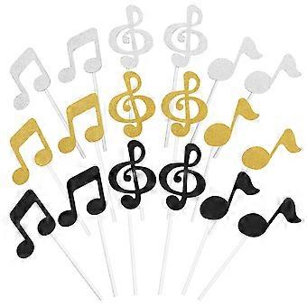 18pcs Musiknoten Cake Topper Cupcake Topper Geburtstagsfeier Dekorationen Papier Kuchen Ornamente