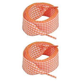 Bunte, karierte Schnürsenkel, breite, flache Polyester-Schnürsenkel, Ersatz-Schnürsenkel für Sneaker, Dekoration für Erwachsenenschuhe, Orange JH5