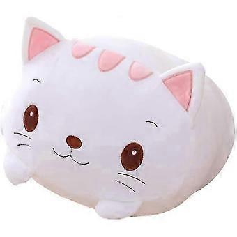PDIN-8 inch Cute White Cat Plush Stuffed Animal Cylindrical Body Pillow,Super Soft Cartoon Hugging Toy Gifts for Bedding, Kids Sleeping Kawaii Pillow