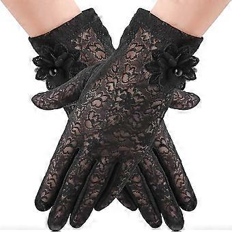 Ladies Lace Floral Gloves Elegant Short Lace Gloves Courtesy Summer Gloves for Wedding Parties