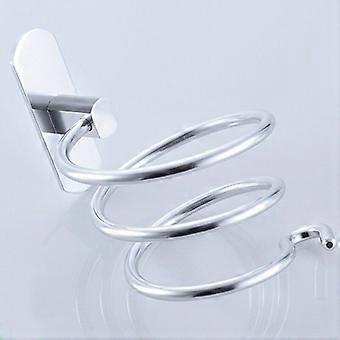 Stainless Steel Wall Mounted Hair Dryer Holder, Punch-Free, No Drilling, Strong Adhesive for Bathroom