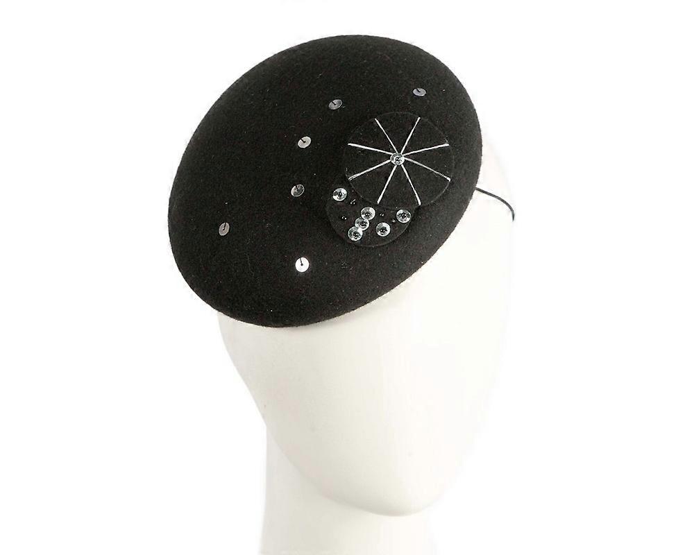 Black felt pillbox with sequins CU915