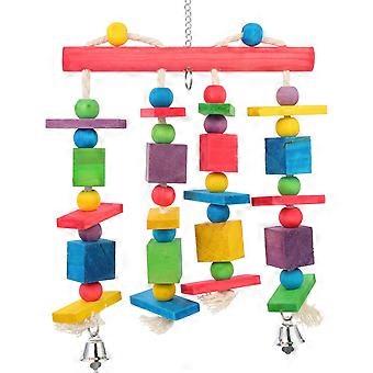 Hanging Bird Chewing Toy Wooden Parrot Toy for Cage Play